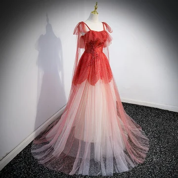 Charming Multi Colors Red Prom Dresses 2022 A Line Princess Spaghetti Straps Beading Sequins Sleeveless Backless Sweep Train Formal Dresses