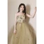 Chic / Beautiful Sage Green Appliques Prom Dresses 2023 A-Line / Princess Strapless Sleeveless Backless Floor-Length / Long Formal Dresses