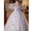 Lovely White Beading Appliques Tassel Birthday Flower Girl Dresses 2025 Ball Gown Scoop Neck Short Sleeve Backless Floor-Length / Long