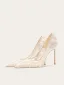 Elegant White Lace Flower Wedding Shoes 2026 Leather 10 cm Stiletto Heels Pointed Toe Wedding High Heels