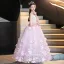 Lovely Blushing Pink Appliques Birthday Flower Girl Dresses 2025 Ball Gown Scoop Neck Sleeveless Floor-Length / Long