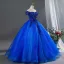Vintage Königliches Blau Perlenstickerei Applikationen Ballkleider 2026 Ballkleid Off Shoulder Kurze Ärmel Rückenfreies Lange Festliche Kleider
