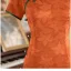 Vintage Chiński Styl Pomarańczowy Druk Długość Herbaty Podział Przodu Cheongsam 2024 Syrena / Rozkloszowane Wysokiej Szyi Kótkie Rękawy