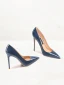 Schöne Marineblau Lackleder Abend Pumps 2023 10 cm Stilettos Spitzschuh Pumps Hochhackige