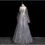 Glamorous Grey Beading Pearl Glitter Sequins Evening Dresses 2025 A-Line / Princess Strapless Sleeveless Backless Floor-Length / Long Evening Party Formal Dresses
