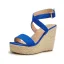 Schöne Schwarz Strassenmode Flechten Sandalen Damen 2022 Knöchelriemen 11 cm Keilabsatz Peeptoes Sandaletten