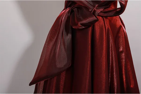 Charming Burgundy Prom Dresses 2025 A-Line / Princess Strapless Sleeveless Backless Floor-Length / Long Formal Dresses