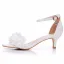 Simple Blanche Appliques Chaussure De Mariée 2024 Bride Cheville 5 cm Talons Aiguilles Peep Toes / Bout Ouvert Mariage Talons Hauts