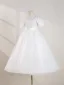 Elegant White Beading Pearl Sequins Flower Girl Dresses 2024 Ball Gown Scoop Neck Puffy Short Sleeve Backless Floor-Length / Long Wedding