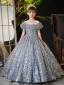 Sparkly Multi-Colors Sequins Birthday Flower Girl Dresses 2024 Ball Gown Scoop Neck Short Sleeve Floor-Length / Long