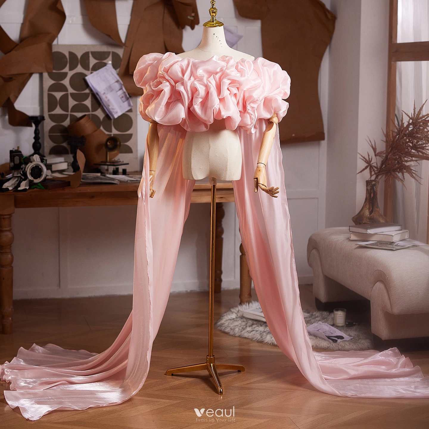 Lovely Blushing Pink Puffy Short Sleeve Prom shawl 2025 Lovely Blushing Pink Puffy Short Sleeve Prom shawl 2025