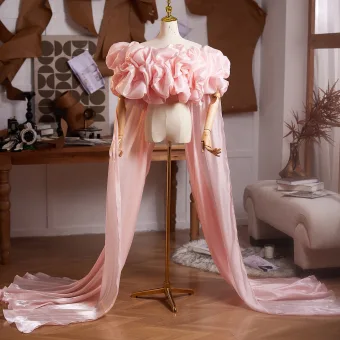 Lovely Blushing Pink Ruffle Prom Shawl 2025
