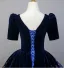 Elegant Navy Blue Sequins Prom Dresses 2025 Ball Gown V-Neck Short Sleeve Backless Floor-Length / Long Prom Formal Dresses