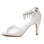 Modest / Simple White Rhinestone Pearl Ankle Strap Tassel Wedding Shoes 2026 8 cm Stiletto Heels Open / Peep Toe Wedding Sandals High Heels