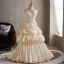Charmant Champagne Appliques Volants en Cascade Robe De Bal 2026 Princesse Bustier Sans Manches Dos Nu Train De Balayage Promo Robe De Ceremonie