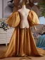 Vintage / Retro Tan Puffy Short Sleeve Satin Prom Shawls 2025