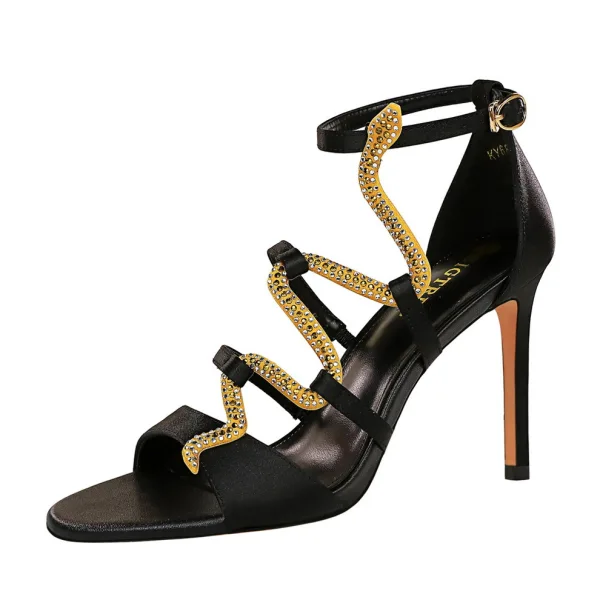 Sexy Silver Evening Party Rhinestone Womens Sandals 2022 9 cm Stiletto Heels Open / Peep Toe Sandals High Heels