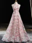 Flower Fairy Multi-Colors Flower Prom Dresses 2024 A-Line / Princess High Neck Sleeveless Backless Floor-Length / Long Prom Formal Dresses