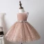 Fashion Blushing Pink Star Sequins Birthday Flower Girl Dresses 2022 Ball Gown Scoop Neck Sleeveless Bow Sash Short Flower Girl Dresses