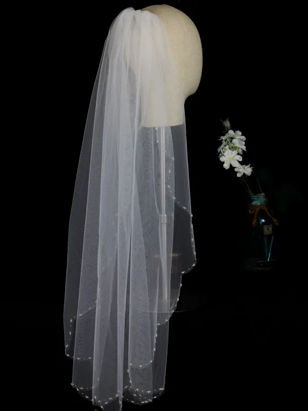 Elegant White Pearl Bridal Wedding Veils 2025 Wedding Tulle