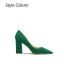 Chic / Beautiful Burgundy Prom Leather Pumps 2024 8 cm Block Heels Pointed Toe High Heels