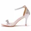 Sexy Ivory / Creme Brautschuhe 2022 Strass Knöchelriemen 7 cm Stilettos Peeptoes Hochzeit Pumps Hochhackige