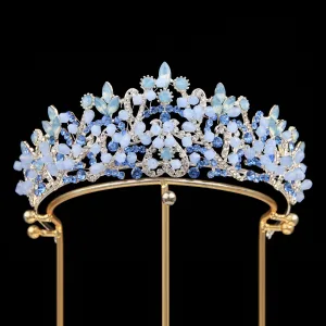 Schöne Himmelblau Strass Legierung Diadem Haarschmuck Braut 2024 Hochzeit