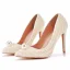Modest  Ivory Pearl Wedding Shoes 2021 11 cm Stiletto Heels Pointed Toe Wedding Pumps High Heels