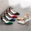 Modest / Simple Black Street Wear Womens Sandals 2023 Ankle Strap 7 cm Stiletto Heels Pointed Toe Sandals High Heels