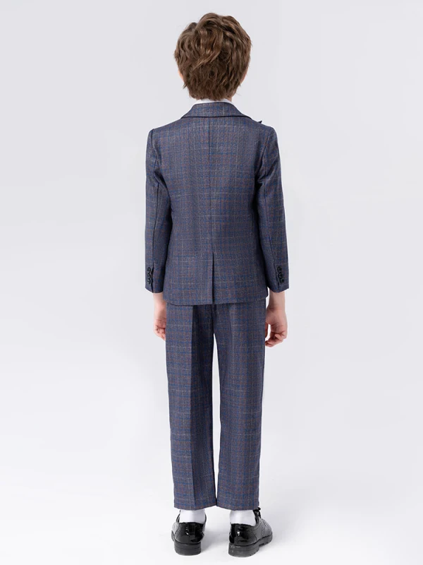 Fashion Brown 5-piece Long Sleeve Boys Wedding Suits 2024 Body Jewellery Coat Pants Tie Vest