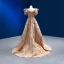 Luxe Scintillantes Doré Fait main Perlage Paillettes Robe De Bal 2022 Princesse Encolure Carrée Manches Courtes Dos Nu Train De Balayage Promo Robe De Ceremonie
