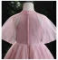 Chic / Beautiful Candy Pink Beading Sequins Prom Flower Girl Dresses 2022 Ball Gown Scoop Neck Puffy Short Sleeve Floor-Length / Long Flower Girl Dresses