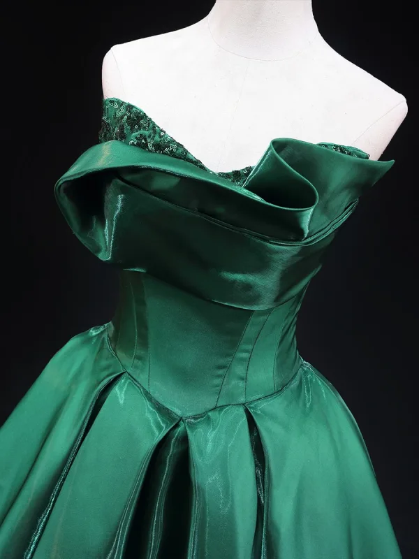 Élégant Vert Robe De Bal 2025 Robe Boule Bustier Sans Manches Dos Nu Longue Promo Robe De Ceremonie