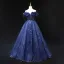 Scintillantes Bleu Marine Perlage Paillettes Robe De Soirée 2023 Princesse De l'épaule Sans Manches Dos Nu Ceinture Longue Soirée Robe De Ceremonie