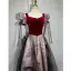 Elegant Burgundy Suede Prom Dresses 2023 A-Line / Princess Square Neckline Short Sleeve Backless Floor-Length / Long Prom Formal Dresses