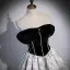 Elegant Black Rhinestone Prom Dresses 2022 Ball Gown Off-The-Shoulder Sleeveless Backless Floor-Length / Long Formal Dresses