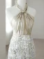 Scintillantes Blanche Perlage Paillettes Gland Robe De Soirée 2024 Trompette / Sirène Titulaire Sans Manches Dos Nu Longue Soirée Robe De Ceremonie