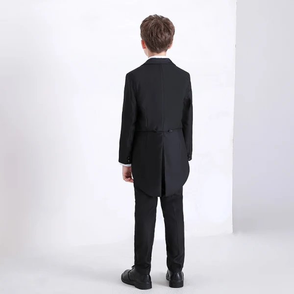 Fashion Black 6-piece Wedding Prom Boys Wedding Suits 2023 Coat Girdle Pants Shirt Tie Vest
