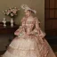 Vintage / Originale Médiévale Gothique Rougissant Rose Perle Paillettes Faux Diamant Robe De Bal 2024 Robe Boule Encolure Carrée Manches de cloche Longue Promo Robe De Ceremonie