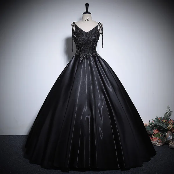 classic black prom dress Sheath Sweetheart Long Satin Prom Dress with Slit, Black / 18 main image 0