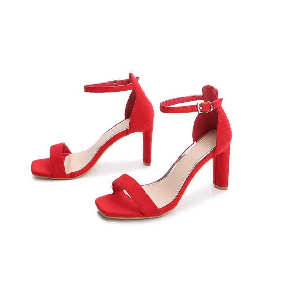 Sexy Schlicht Schwarz Abend Sommer Sandalen Damen 2022 7 cm Stilettos Knöchelriemen Peeptoes Sandaletten Hochhackige