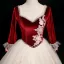 Elegant Burgundy Beading Sequins Lace Flower Appliques Prom Dresses 2025 Ball Gown Square Neckline 3/4 Sleeve Backless Floor-Length / Long Formal Dresses