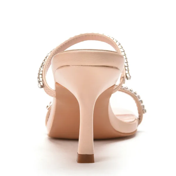 Sexy White Rhinestone Cocktail Party Womens Sandals 2022 7 cm Stiletto Heels Open / Peep Toe Sandals High Heels
