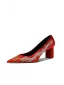 Chinese style Red Embroidered Satin Wedding Shoes 2026 5 cm Thick Heels Pointed Toe Wedding Pumps High Heels