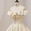 Élégant Champagne Glitter Robe De Bal 2022 Robe Boule De l'épaule Manches Courtes Dos Nu Longue Promo Robe De Ceremonie