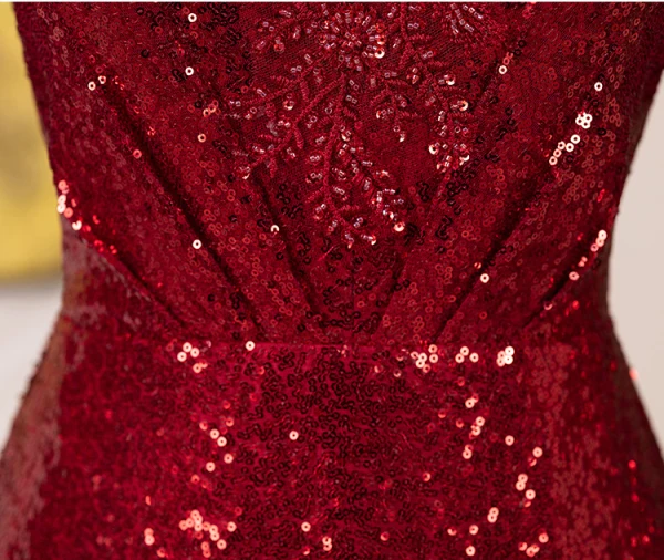 Glitzernden Burgunderrot Pailletten Ballkleider 2024 A Linie Eckiger Ausschnitt Lange Ärmel Lange Ball Festliche Kleider