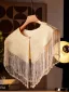 Vintage / Retro Champagne Handmade  Beading Tassel Prom shawl 2025