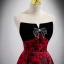 Charming Burgundy Printing Prom Dresses 2022 A-Line / Princess Strapless Rhinestone Bow Sleeveless Backless Floor-Length / Long Prom Formal Dresses