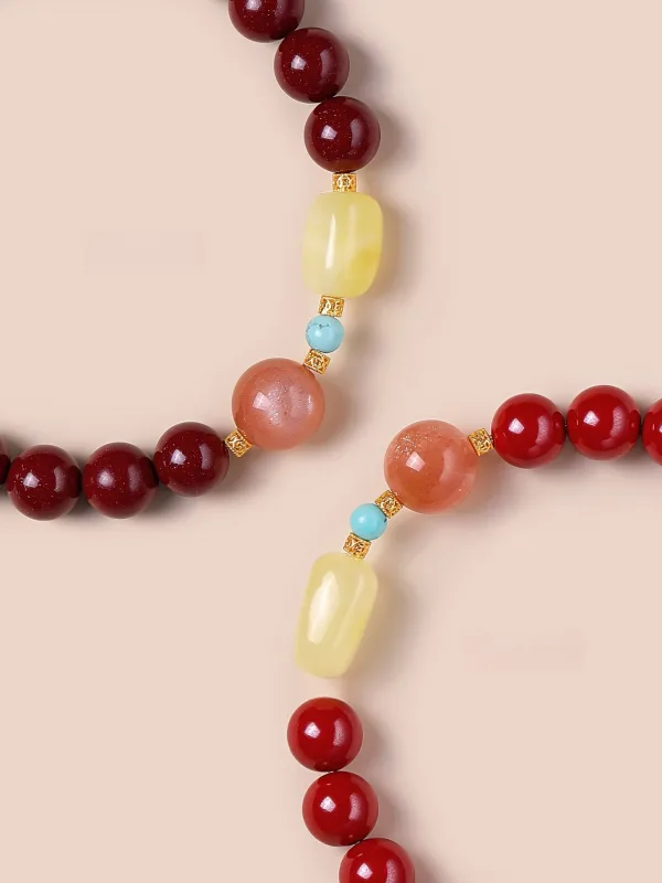 Style Chinois Rouge Fait main Cinabre Ambre Bracelets 2025 Accessorize