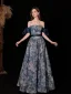 Vintage / Retro Ocean Blue Prom Dresses 2022 A-Line / Princess Square Neckline Puffy Short Sleeve Sash Backless Floor-Length / Long Prom Formal Dresses